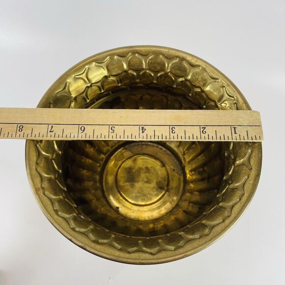 Vintage Brass Textured Planter Indoor Plant Pot Jardiniere 8in Diameter India - Picture 5 of 9